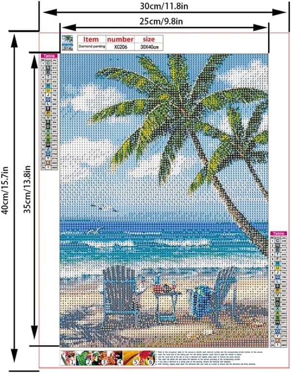 Diamantmaleri Blå Himmel Ocean, 5D DIY Diamantbroderisæt L