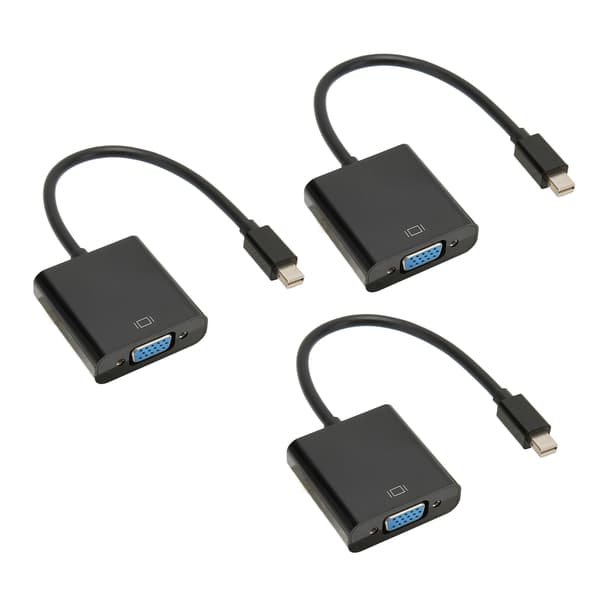 3 stk Mini DP til VGA-adapter 1900x1200 60Hz Stabil Overføring Plug and Play Mini DisplayPort til VGA-adapter for PC
