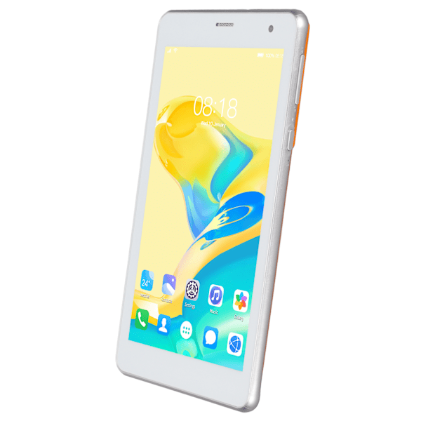 7-tums Tablet 2GB och 32GB 7in 1280x800IPS Stöd 5G WiFi Dual Band Octa Core 3500mAh Tablet PC EU-kontakt 100 till 240V Orange EU-kontakt