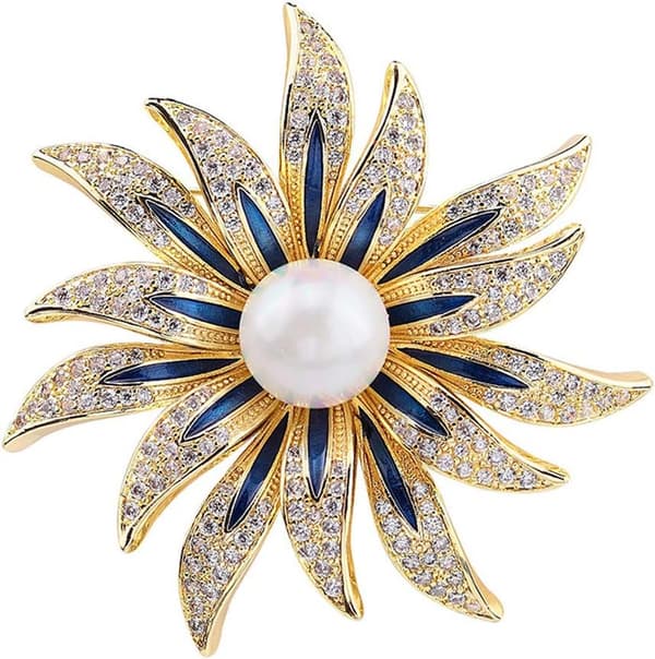 Broche Pins til kvinder Piger Mode Blomst Krystal Rhinestone Perle Smykker