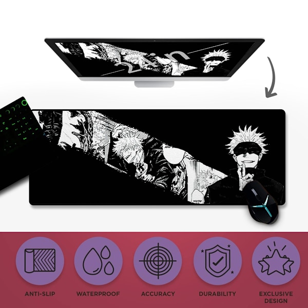 Anime Musmatta 90x40cm Naturgummi Vattentät Stor Musmatta Gaming Musmatta med Halkfri Textur för Kontor