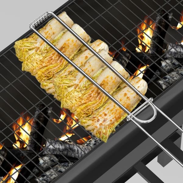 Sett med 3, 40 cm fjærbelastede grillspyd i rustfritt stål – grillspyd for grønnsaker uten å spidde