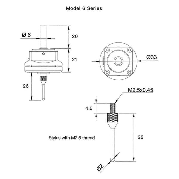 5st CNC 3D Touch Probe Detta är spetsen i rostfritt stål för V6 3D Touch Probe/Edge Finder