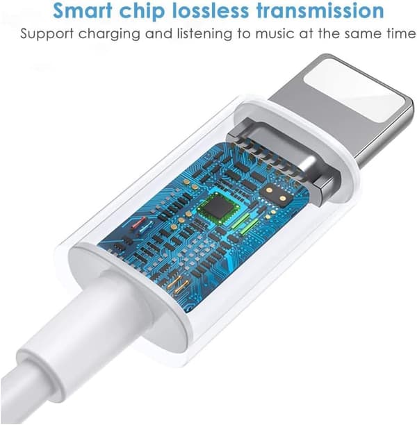 1 stk. hovedtelefonadapter til iPhone 2 i 1 Lightning til 3,5 mm jackstik H