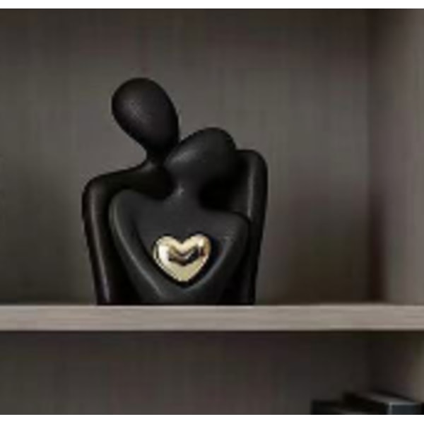 Minimalistisk Par Omfavnende Figur (Sort og Guld) M