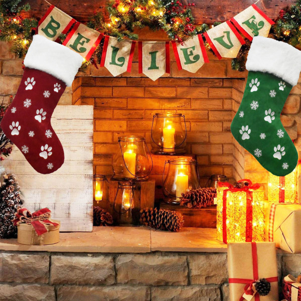 Christmas Buffalo Plaid Stocking Decorations with Plush Cuff