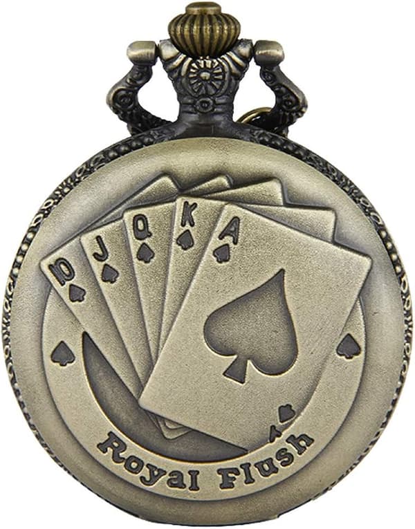 Riippuva kaulakoru taskukello pyöreä kvartsi hieno pokerinumerot Al