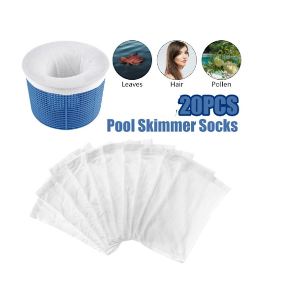 Pool Skimmer Filterstrumpa - Universal Poolfilterpåse (Vit, 20-pack)