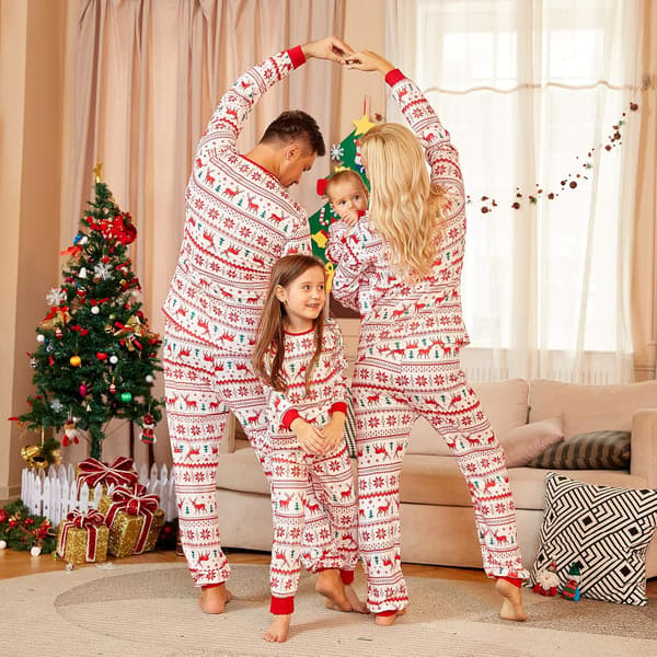 Matchende familiepyjamas julesæt, matchende sæt julepyjamas til familiepyjamas Dad 2XL