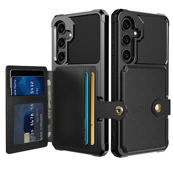 Samsung S24 - Stødsikkert etui med 4 kortpladser, sort