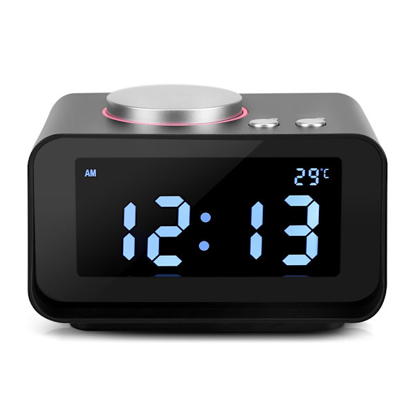 Digital LCD-väckarklocka FM-radio med högtalarfunktion + Dubbel
