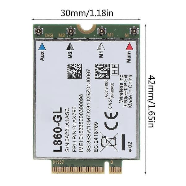 4g-modul Fibocom L860-gl Wwan-kort för Lenovothinkpad X1 Carbon 7:e generationen, p43