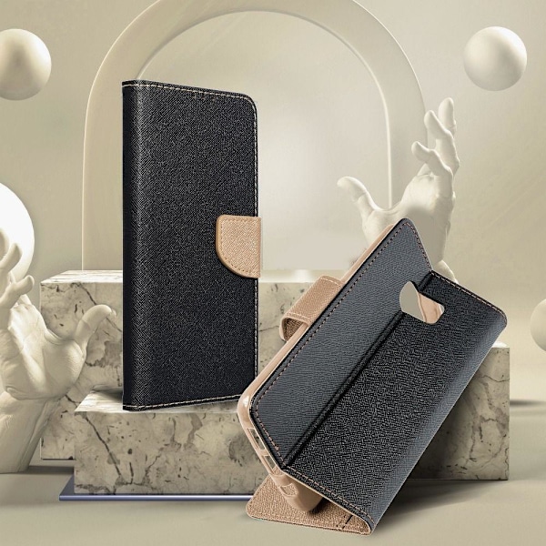 Redmi 9A/9AT Plånboksfodral Fancy Eco Läder - Svart/- Guld