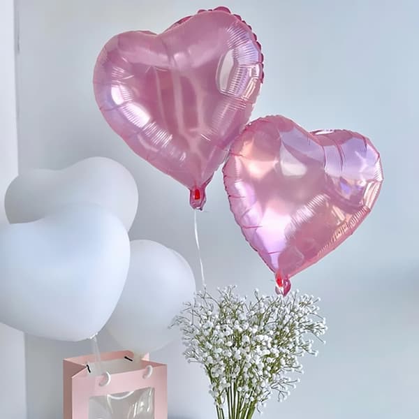 Pakke med 10 18-tommer Macaron Hjerteformede Folieballoner