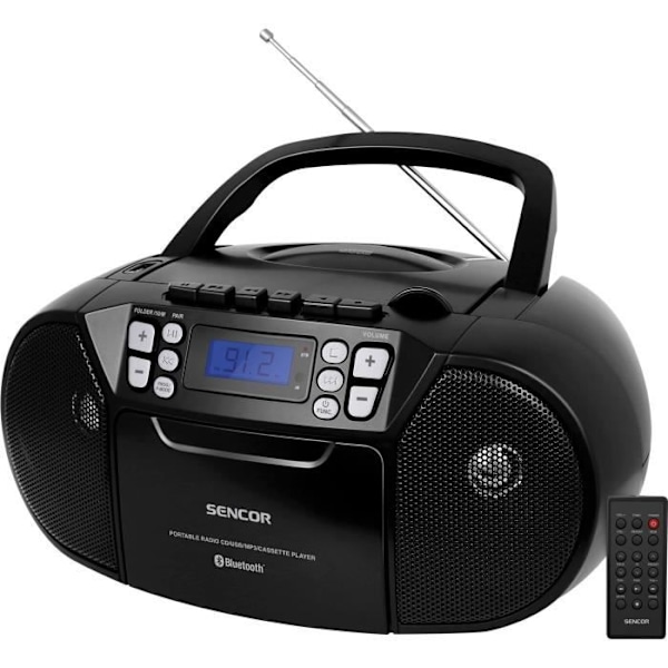 CD / Kassettspelare - SENCOR - SPT 3907 B - 4 W - Bluetooth - Svart