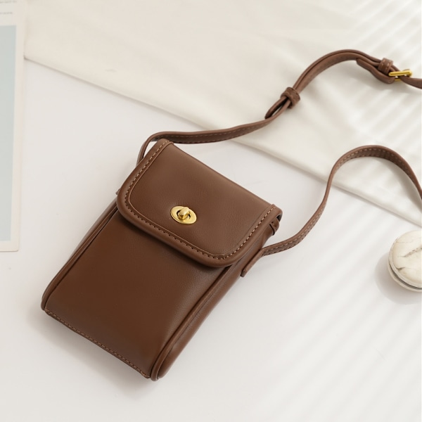 Mini PU mobiltelefonväska söt flip Messenger väska en axel