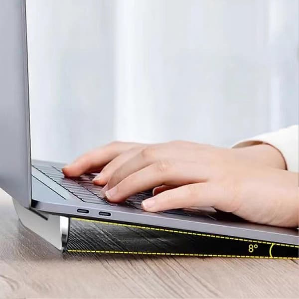 Mini Sammenleggbart Laptopstativ Justerbar Vinkel Skrivebords Tablet Riser Notebook Tastaturstøtteholder Sølv