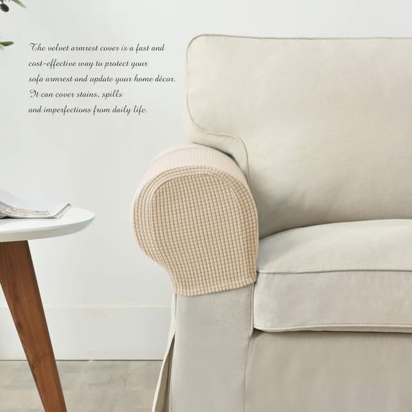 Set med 2 Jacquard Stretch Soffa Fåtölj Armstödsskydd Halkfria Möbelskydd Armstöd Överdrag för Soffa Vilstol