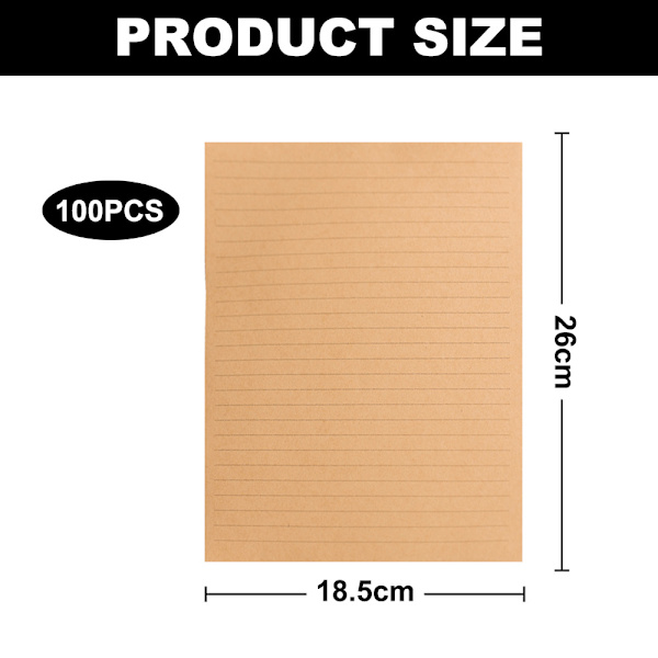 100 st Vintage Kraft A5 Linjerat Brevpapper Retro Skrivpapper