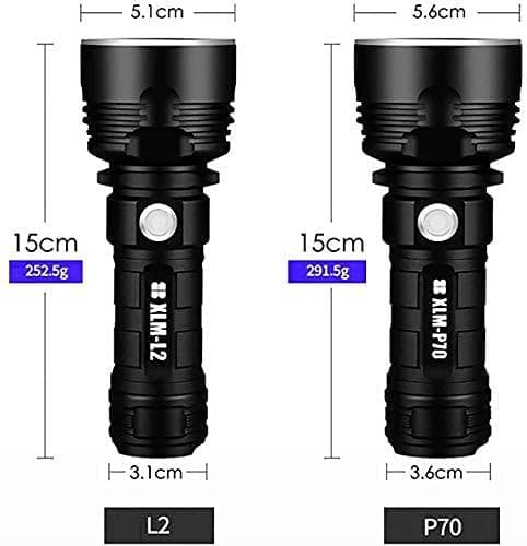 P70 Taskulamppu 3000-10000 Lumen Erittäin Tehokas LED-taskulamppu Musta