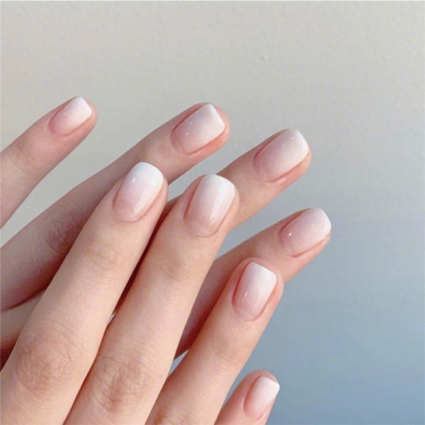Coolnail kort glansigt orange rosa Ombre franska falska naglar