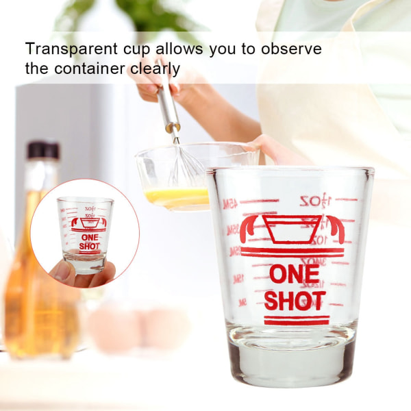 45 ml transparent liten glasmätkopp, essentiell barmätare