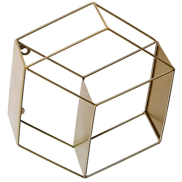 Flytande hyllor i trä, hexagon, set om 3 stora väggmonterade