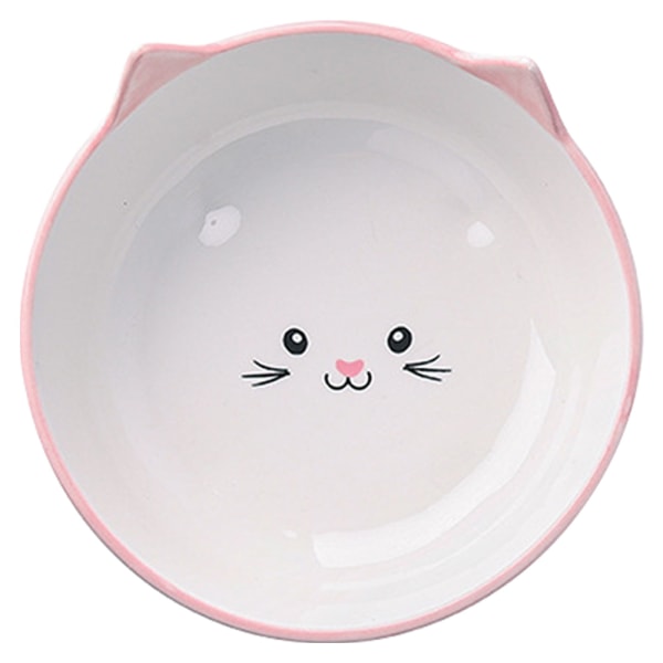 Keramisk kattskål, breda och höga tallrikar, tål diskmaskin pink