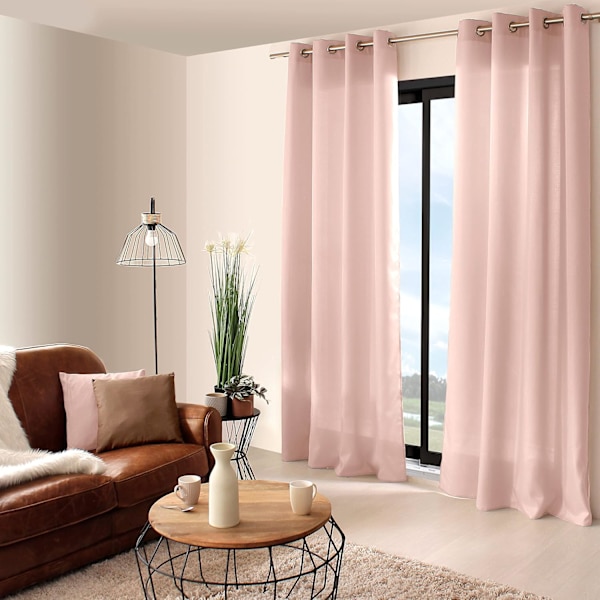 Enkel gardin i polyester bachette - 8 sølvmaljer - 150x250 cm