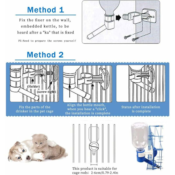 Husdjursvattendispenser - Vattendispenser för bur, kennel, husdjursvatten