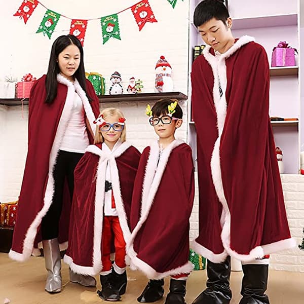 Jule Halloween Kostumer Kappe Fru Claus Julemand Jul Fløjl Hætte Kappe Robe 1.2m