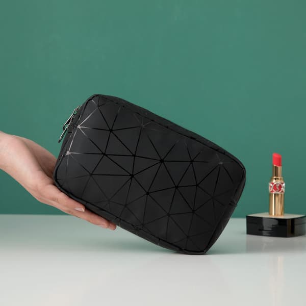 Toilettaske, Dobbeltlags Kosmetiktaske Lamineret Solid Holdbar