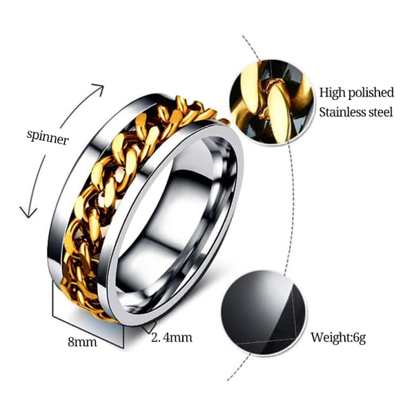 2 st/4 st Fashion Par Ringar i Rostfritt Stål Ring Rotatable