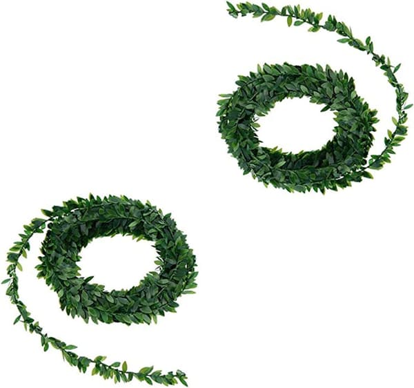 2 Rullar Konstgjorda Vinrankor Bandblad Krans Gröna Blad Tråd Blomma