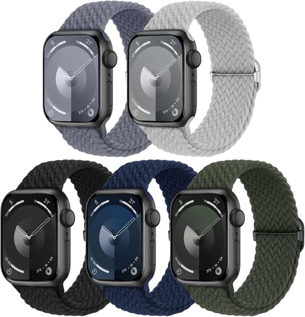 5-pak vævet rem egnet til Apple Watch rem kvinder 40mm 41mm 38mm 42mm B