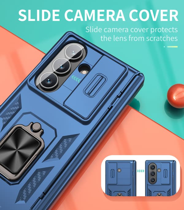 Kameradeksel med pop-up og ringstativ til Samsung Galaxy Z Fold 7 Navy Blue