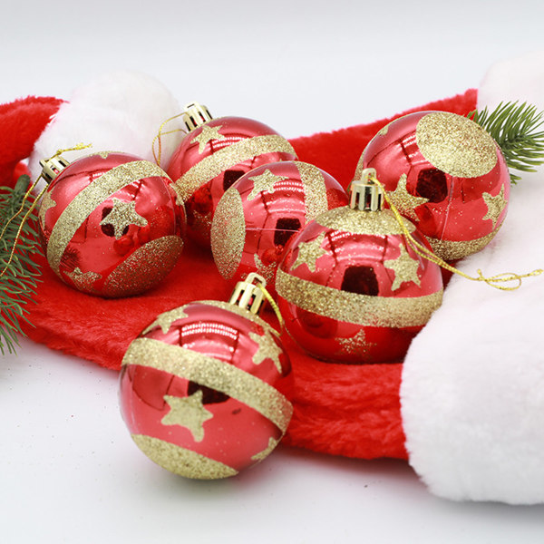 6PCS Christmas Ball Plastic 6cm Glitter Ball Christmas Tree