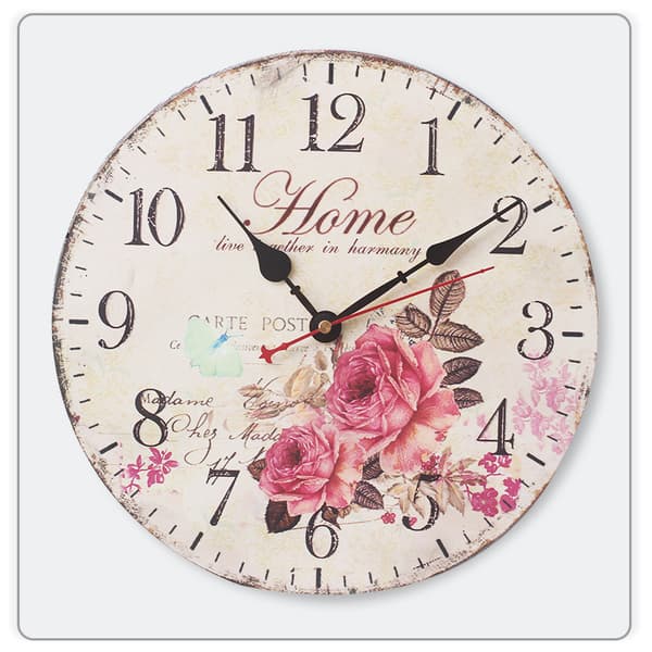 Blomster vintage veggklokke 30 cm