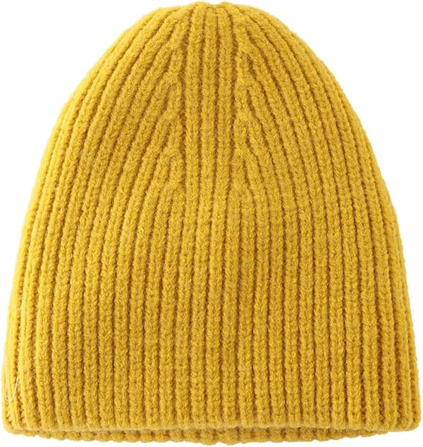 Herre Dame Vinter Ribstrikket Hue med Opsmøg Varm Tyk Skull Cap