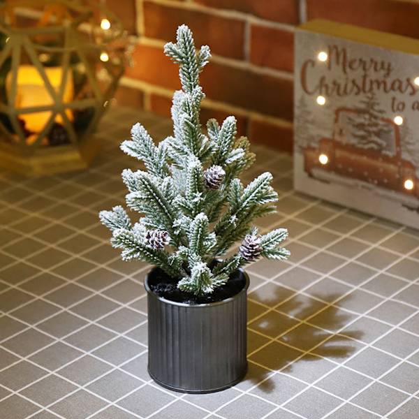 Flocking artificial Christmas tree, desktop cedar Christmas