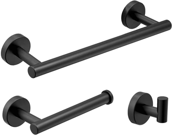 3-delt badeværelsestilbehør, 30 cm håndklædeholder, toiletpapirholder