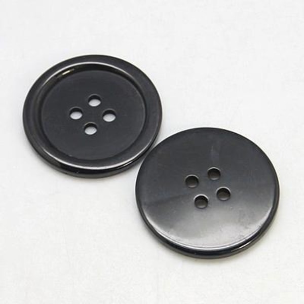 70 st små resin svarta knappar 12 mm
