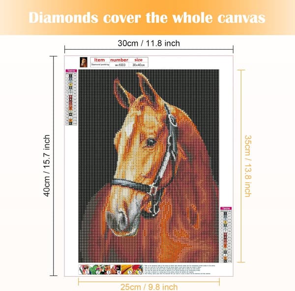 5D Diamantmaleri Sæt 30x40cm DIY Farverig Hest Diamant Kunst Sæt