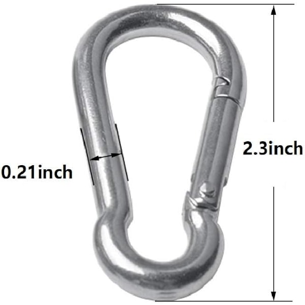 6PCS Fjäderlås Karabiner - 304 Rostfritt Stål Tunga