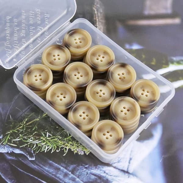 25mm Harpiks Knapper Sæt, 50 stk 4 Huller Knapper med Horn Mønster