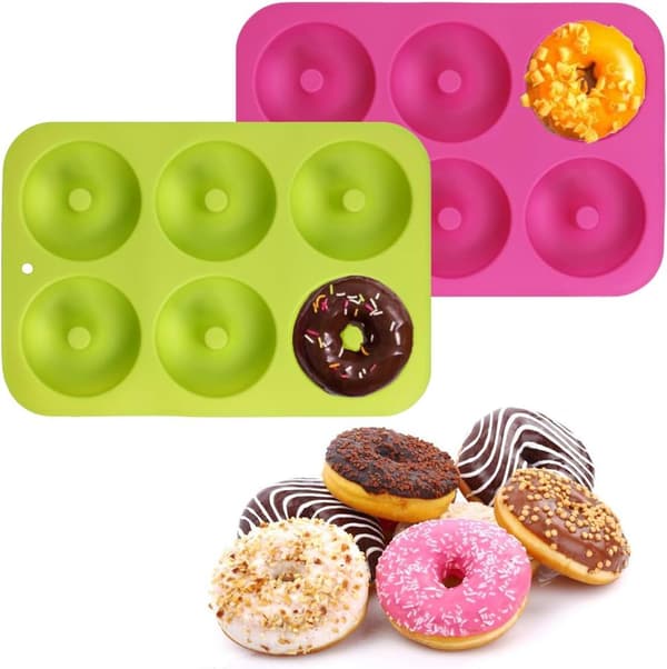 4 pakker 6-huls non-stick silikone doughnutforme til doughnuts, bagels