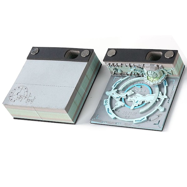 3D Konst Veckokalender Memoblock, Tidsur Snideri Konst DIY Kreativa Klisterlappar Anteckningsblock Style 4