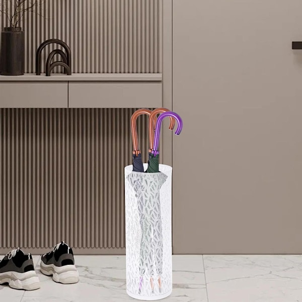 Paraplyställ Paraplyhållare för Entré, Paraplyställ, Fristående Paraplyställ i Metall med Hålmönster, Fristående Organizer för Hem, Hotell, Kontor white