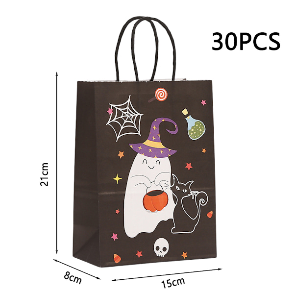 30 st Halloweenpåsar Små Boo-påsar Kraftpapper 30 st Silkespapper Godis Presentpåsar för Halloweenfest Barn Tema Födelsedag Baby Shower Party Style 2
