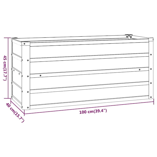 vidaXL Plantekasse Rustfri 100x40x45 cm Rustfrit Stål Brun